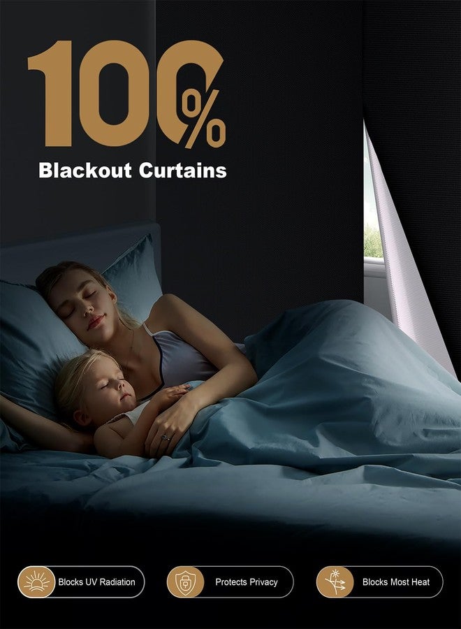 TRYAST Portable Blackout Curtains for Bedroom (64" x 60"), Black Out Window Cover, No Drill Blackout Shades with Hook&Loop, for Nursery, Travel, Dorm, Apartment (Black) - Image 2
